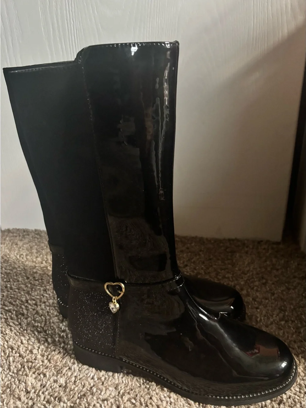 The Children's Place Black Kids' Boots with Glossy Detail